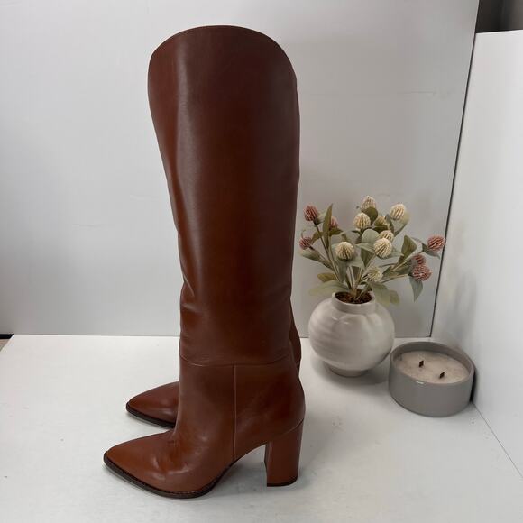 Steve Madden Bixby Leather Pointed Toe Boots Brown Women 8M Tried On - Picture 1 of 10